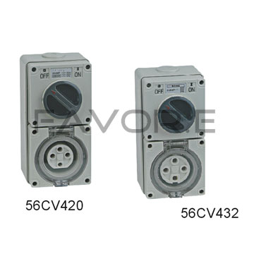 56CV 4 Round Pin Three Phase Combination Switched Socket
