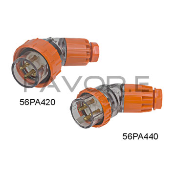 56PA 4 Round Pin Three Phase Angled Male Plug